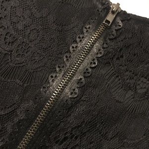 Lace black faux leather dress